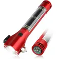 Car Safety Hammer Flashlight LED High Lumens Rechargeable Solar Powered Escape Kit, Window Glass Breaker and Seatbelt Cutter(Red)