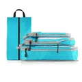 4 pcs Pack Travel Luggage Compression Bags - Lightweight, Dustproof, and Versatile Storage Organizers Color Sky Blue