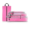 4 pcs Pack Travel Luggage Compression Bags - Lightweight, Dustproof, and Versatile Storage Organizers Color Pink