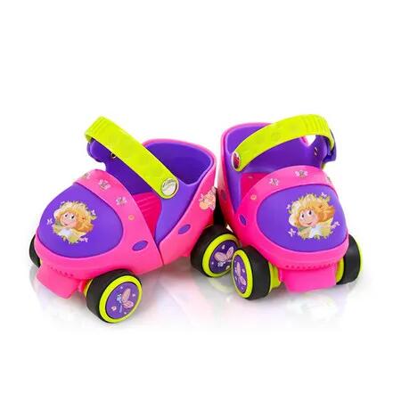 Kids Children's Boys Girls Adjustable Quad Roller Skates Shoes with Safe Lock Mode for Beginners Toddlers Baby Pink