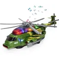 Airplane Helicopter Plane Toy for 3 4 5 6 7 8 Year Old Boys Girls Kids, Toys Helicopter with Light and Music Army Plane Toys Bump and Go Action,Airplane Toy for Infant Toddler Kids Gifts Birthday