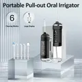 Water Dental Flosser Teeth Cleaning Gum Braces Care 6 Modes Cordless Portable Pull Out Oral Irrigator 5 Jet Tips Pick Waterproof Cleaner Home Travel