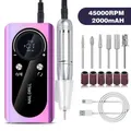 45000RPM Nail Drill Machine Electric Portable Nail File Rechargeable Nail Sander for Gel Nails Polishing for Home Manicure Salon,Colorful Purple