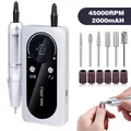 45000RPM Nail Drill Machine Electric Portable Nail File Rechargeable Nail Sander for Gel Nails Polishing for Home Manicure Salon,Colorful White