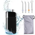 Cordless Portable Dental Irrigator for Teeth Cleaning, Telescopic Water Tank with Travel Bag (Black)