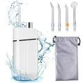 Cordless Portable Dental Irrigator for Teeth Cleaning, Telescopic Water Tank with Travel Bag (White)