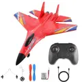 Red RC Plane Remote Control Glider Airplanes 2.4 GHZ 2 Channels, Easy to Fly RC Fighter, RC Aircraft with Automatic Balance Gyro for Kids Beginner