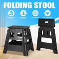 Black Foldable Step Stool with Handle Footstool Plastic Childrens Chair Portable Helper Kitchen Potty Bathroom 29x22x39cm