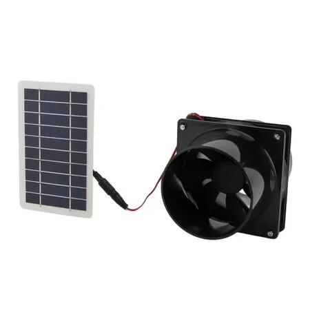 Solar Ventilation Fan 10W 12V Panel Exhaust Round Pipe Greenhouse Attic Chicken Coop Garage Basement Outdoor Outside Energy Powered Kit
