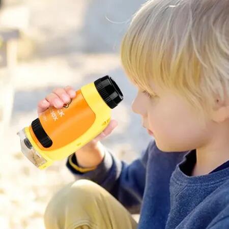 Portable Microscope Handheld DIY Outdoor Observation Portable Scientific Educational Toys for 3+ Color Yellow
