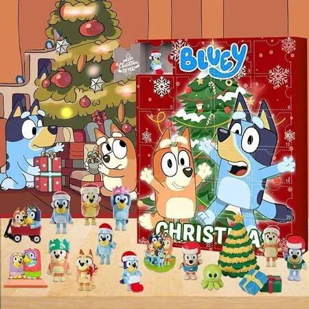 Advent Calendar Bluey 24Pcs Cartoon Puppy Figures Doll Christmas Decorations Xmas Stocking Stuffer Gift