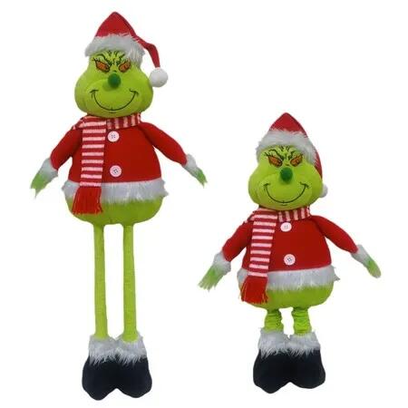 Grinch Standing Christmas Figure Xmas Stuffed Extendable Legs Floor Decor Festive Holiday Ornament Cute Display Home Decoration