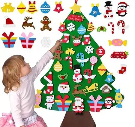 Kids DIY Christmas Tree Wall Decor Set Detachable Ornaments Perfect Holiday Party Gift Christmas Gift