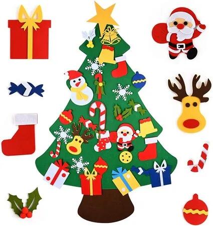 Kids DIY Christmas Tree Wall Decor Detachable Ornaments Holiday Party Gift
