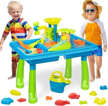 Sandbox Water Table Kids Summer Beach Outdoor Dolphin Wheel Molds Bucket Shovel Toy Activity Christmas Birthday Gift Playtime Fun