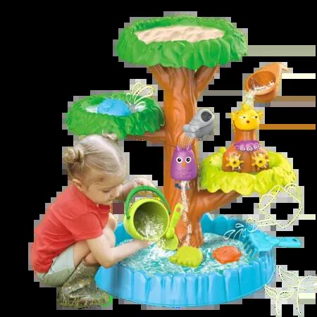 Rain Tree Water Table Colorful Sand Water Splash Table Kids Summer Beach Sensory Play Tree Table for Boys Girls Backyard Activity