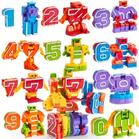 15Pcs Number Bots Toys Action Figure Learning Robots Educational Christmas Birthday Gifts for Kids Boys Girls Ages 3+