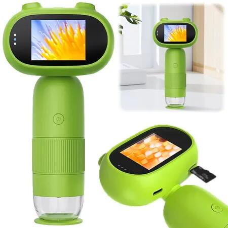 1000X Microscope 200 Megapixels Lab Digital Biological Insect Magnifier 2 Inch IPS Screen with 8 LED Lights for Kids Children