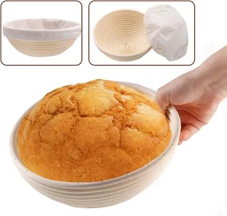 Complete Sourdough Bread Proofing Kit with 23cm round banneton basket & jar for convenient & successful bread making