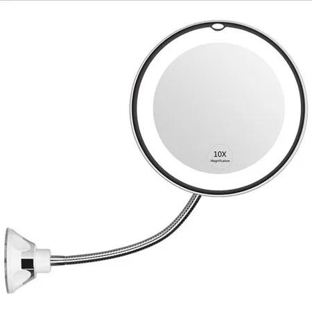 10X Magnifying 360 Degree Rotating Makeup Mirror with LED Light - Foldable Vanity Mirror for Precise Makeup