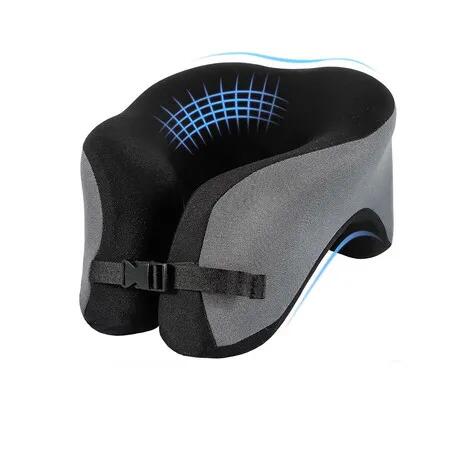 Memory Foam Travel Neck Pillow, Airplane Travel Neck Pillow, 360 Degree Comfort and Breath Neck Pillow, Stowable U-Shaped Pillow (Black)
