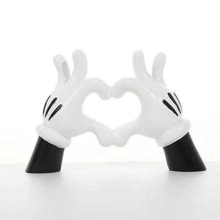 Mouse Gesture Heart Hands Sculpture Decoration, Cute Love Statue Finger Home Decor, Shelf Decor, Love Hand