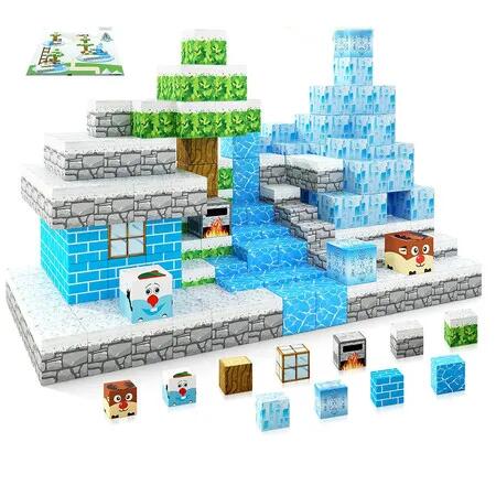 54 PCS Magnetic Blocks-Build Mine Magnet World Frozen Edtion,Toys for Girls, STEM Sensory Kids Games Toys for Kids Christmas Birthday Gifts