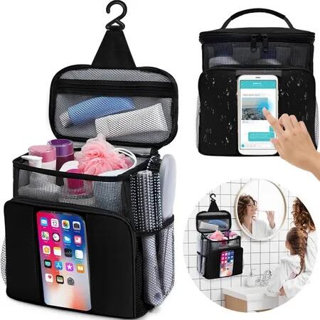 Mesh Shower Caddy Portable Camping Quick Dry Hanging Shower Organiser Basket Toiletry Bag College Dorm Room Essentials-Black