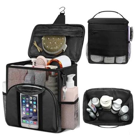 Portable Shower Caddy, Large Capacity Shower Caddy Tote Bag for College Dorm Room Essentials,Quick Dry Hanging Toiletry Bag for Travel-Black