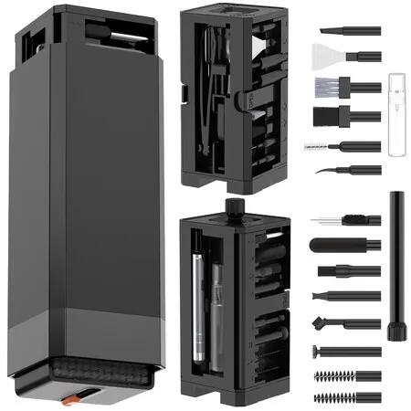 32 in 1 Cellphone Cleaning Kit with Port& Cable Cleaner,Stylus Pen,SIM Tool Multi-Device Cleaner for Mobile Phone,Laptop,Keyboard Camera Lens(Black)