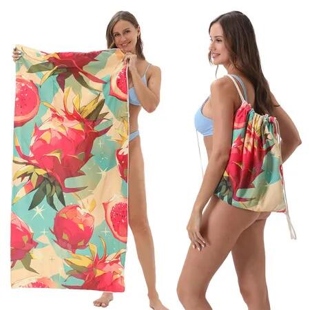 Quick Dry Pool Towels,2 in 1 Beach Towel Absorbent Camping Towels Fold in a Bag Storage Bag,Foldable,For Pool,Bathroom,Camp