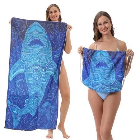 Quick Dry Pool Towels,2 in 1 Beach Towel Absorbent Camping Towels Fold in a Bag Storage Bag,Foldable,For Pool,Bathroom,Camp
