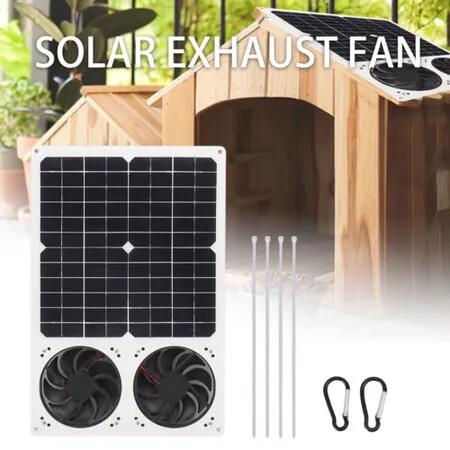 40W 6 Inch Solar Panel Fan Kit Waterproof Portable Dual Fan for Home Attic Pet House Energy Saving Ventilation Pet Houses Chicken Coops