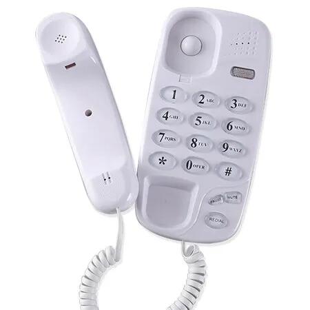Corded Landline Telephone Wall Mountable Desktop Mute Pause Redial Flash Home Office Hotel Bathroom White