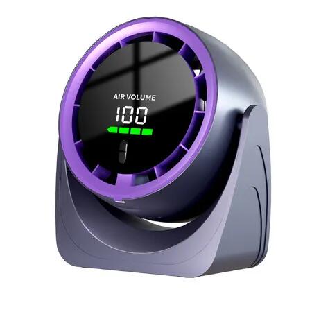 Purple Desktop USB Charging Digital Display Turbine High Speed WallMounted Circulation Fan