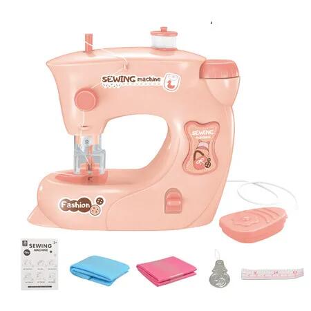 Pink Electric Sewing Machine Pretend Play Girl Toy Handmade Small Home Electric Machine Set