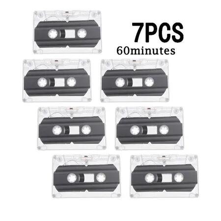 7 Pcs Blank Cassette Tapes 60 Minute Recordable Clear Audio Cassette Tape for Speech Music Recording, Audio Tapes