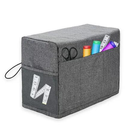 Grey 46*32*21cm Foldable Sewing Machine Dust Cover with Storage Pockets Universal Protective Cover