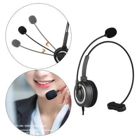 3.5mm Multifunctional Around-Ear Headphone with Microphone Comfort for School Computer Classroom Conference Calls Call Center Gaming Black