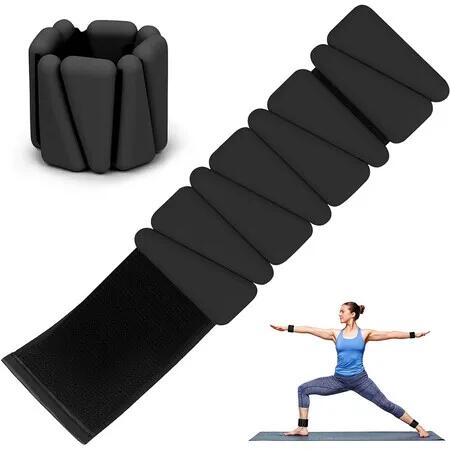 Wrist Weights Set of 2, Adjustable Silicone Workout Weights for Women and Men, Wearable Ankle Wrist Weights Suitable for Yoga Pilates and Jogging, Black