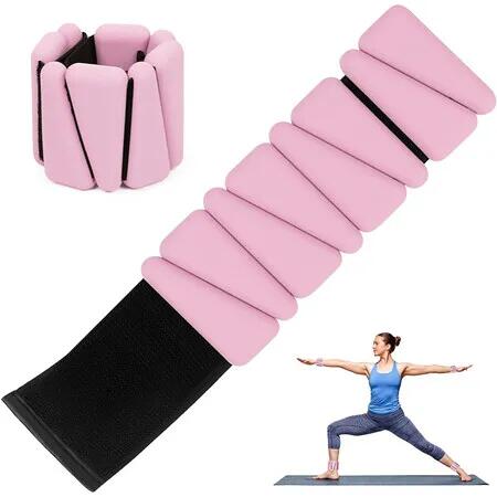 Wrist Weights Set of 2, Adjustable Silicone Workout Weights for Women and Men, Wearable Ankle Wrist Weights Suitable for Yoga Pilates and Jogging, Pink