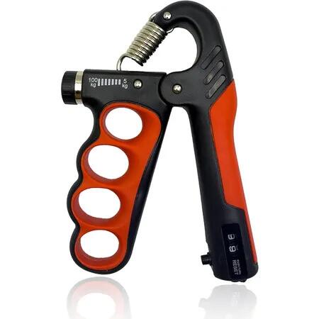 Grip Strength Trainer, Hand Grip Strengthener, Forearm Strengthener, Adjustable Resistance 11 Lbs - 220 Lbs, Red