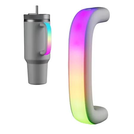 Grey 6 Colors LED LightUp Tumbler Handle for 40oz 30oz Cups Rechargeable Waterproof Not Included Cup