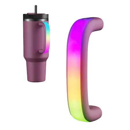 Purple 6 Colors LED LightUp Tumbler Handle for 40oz 30oz Cups Rechargeable Waterproof Not Included Cup
