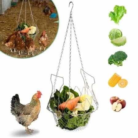 Metal Hanging Chicken Feeder Basket,Chicken Coop Accessories,For Chickens,Ducks,Rabbits