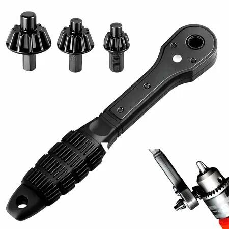 Double Head Chuck Ratchet Wrench Tool, Universal Dual Head Drill Replacement Tool, For Tightening Loosening Drills, Electric Drills, Power Tools