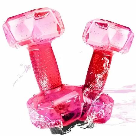 2 Set Water Weights for Pool Exercise,Upgraded PE Water Dumbbells Pool Resistance,Water Aerobics Equipment with Non-slip Handle,Pink
