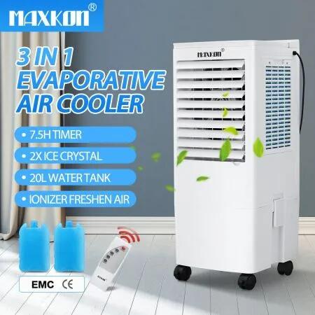 Maxkon Air Cooler Evaporative Humidifier Purifier Portable Cooling Fan 3 In 1 White