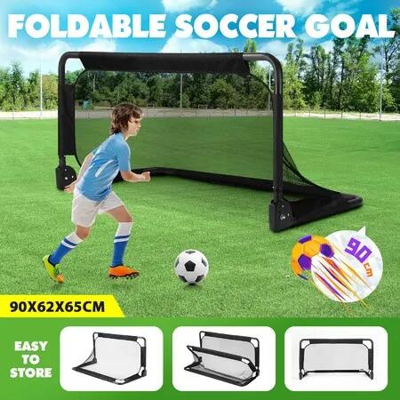 Soccer Football Net Set Metal Frame Goal Portable Aluminium Backyard Game Training Practice 90x65cm