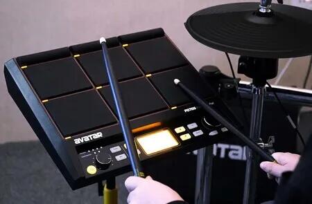 PD705 Sample Pad, Portable Multipad for Drummers, With 9 Velocity Sensitive Drum Pads, 592 Percussion Sounds, Support USB/MIDI In Out/AUX